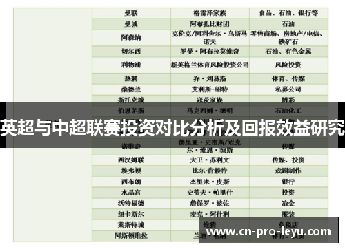 英超与中超联赛投资对比分析及回报效益研究